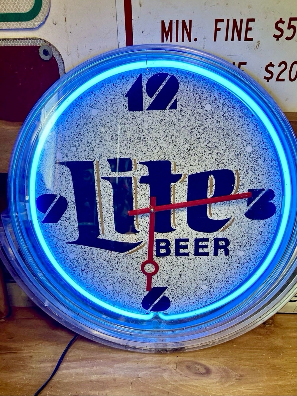 Vintage Miller Lite Brewing Company Trademark Neon Light Clock Sign Mancave